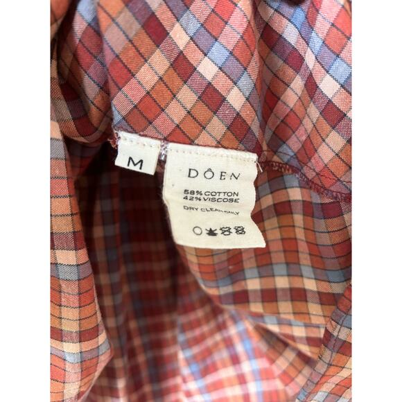 DOEN Thistle Blouse in Blue Autumn Plaid Print Boho M - Picture 9 of 12